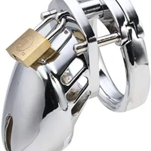 Stainless Steel Metal Short Male Chastity Device Adult Sex Toys Penis Male Defend Chastity Belt Lock Cage with 1 Base Ring (Base Ring 1.77″/4.5cm)