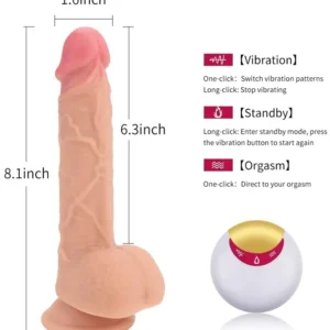 8.1INCH VIBRATING REALISTIC DILDO 360° ROTATION THRUSTING WIRELESS REMOTE CONTROL WATERPROOF
